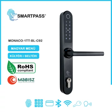 MONACO C92 Black Okos Kilincs, Fekete